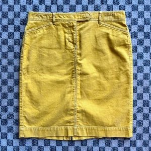 Loft yellow corduroy pencil skirt size 2